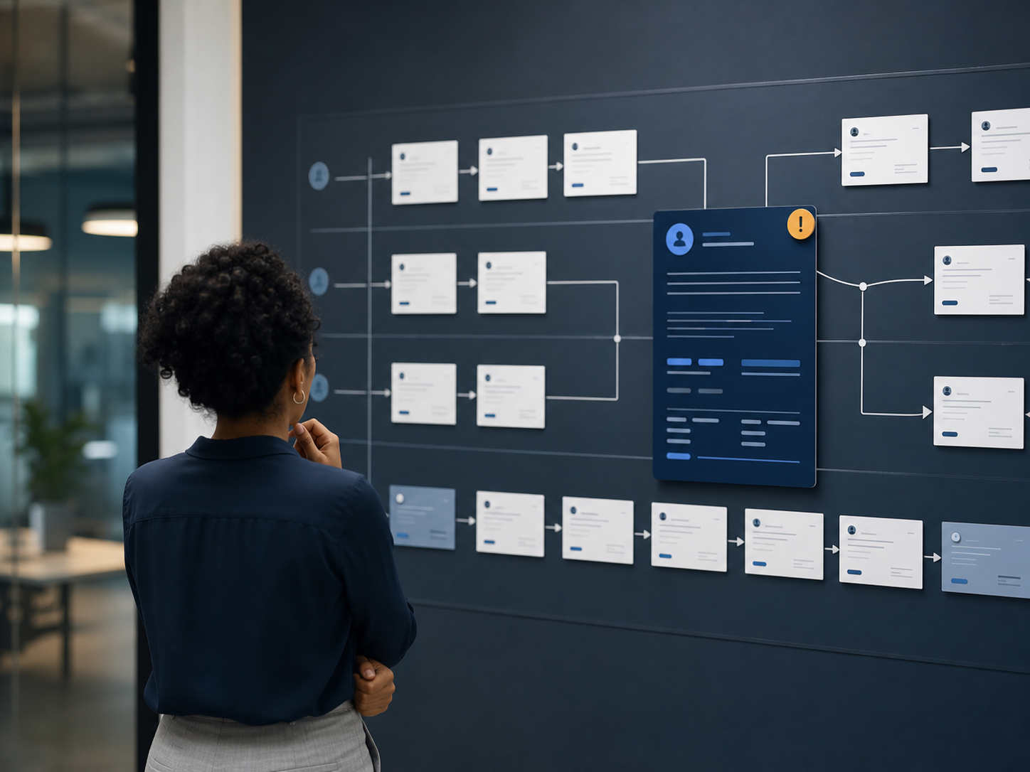 Operations leader studying an imbalanced dependency map