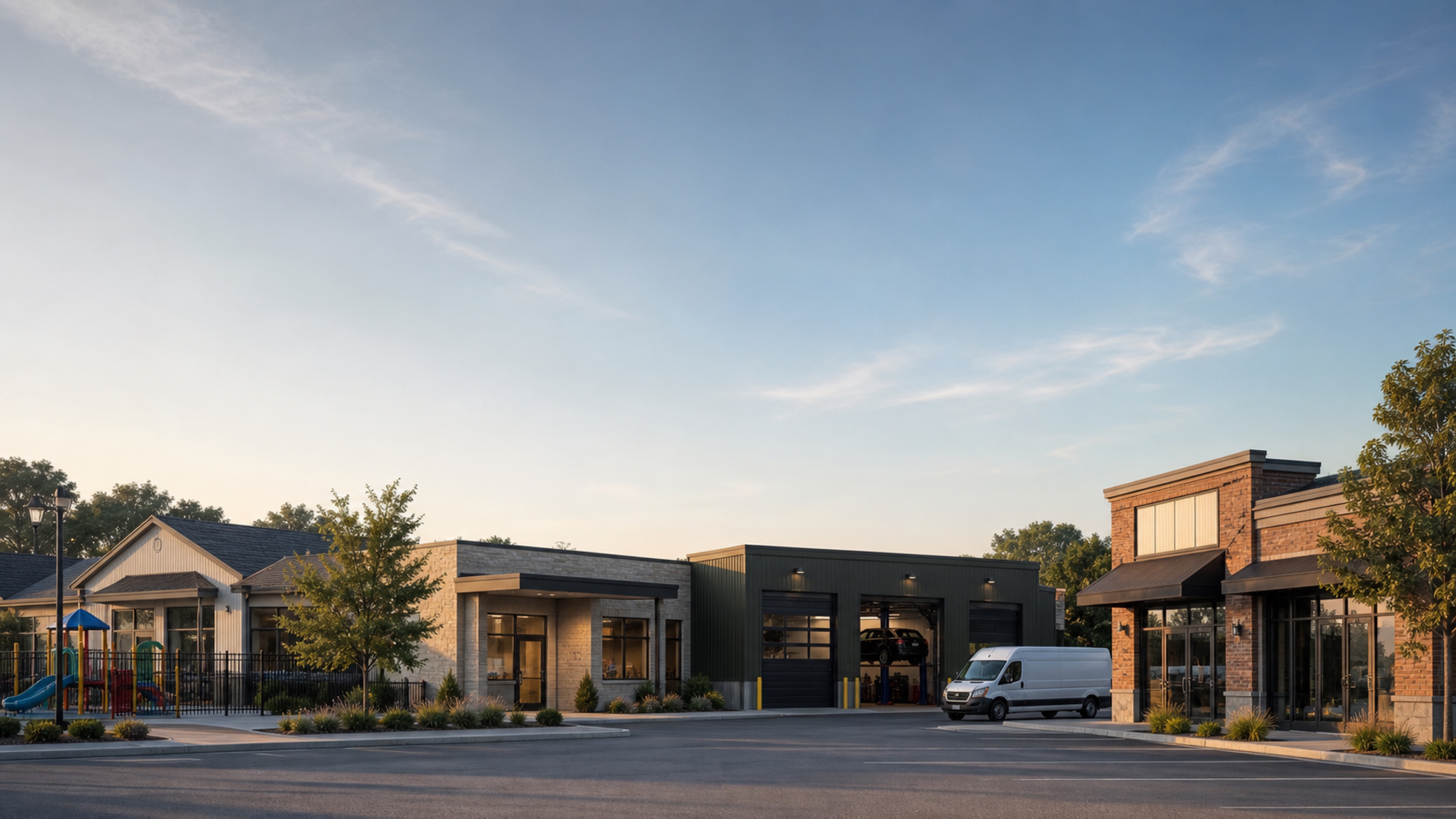 Established service businesses in a local commercial district