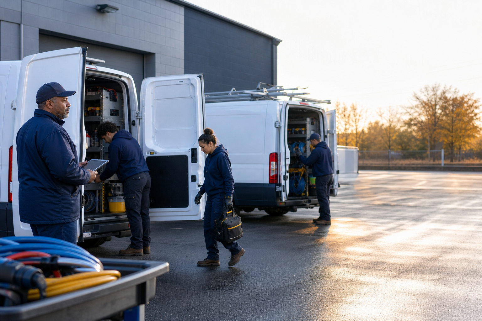 Home-services team preparing for the workday